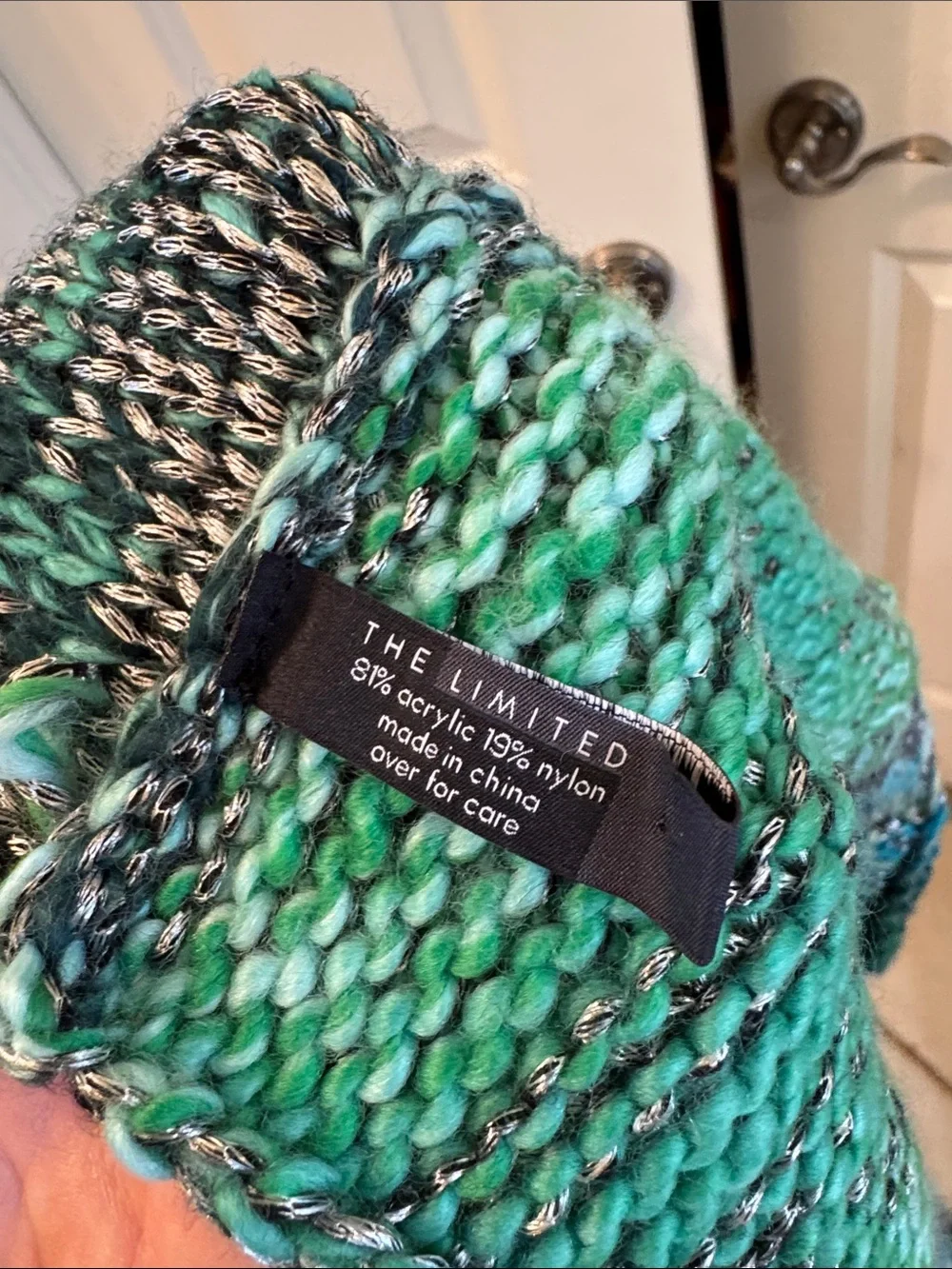 The Limited Knit Infinity Scarf in Teal and Gray